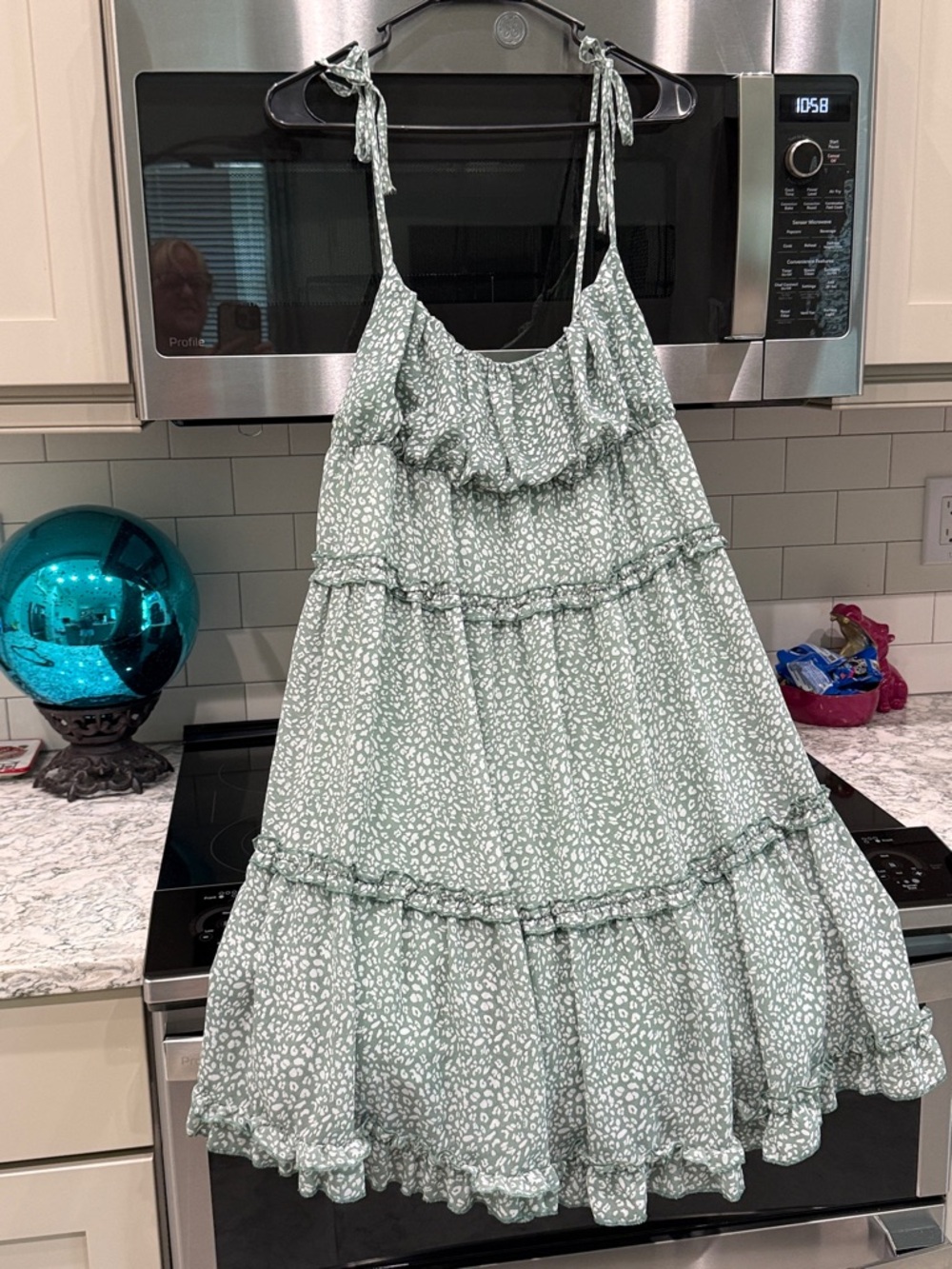 Women's Sage Green Tiered Tie-Strap Sundress